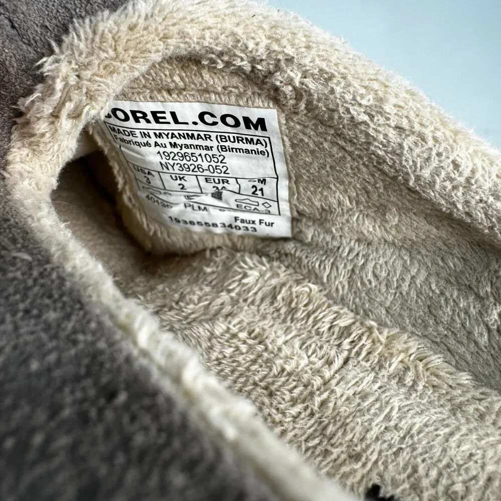 Sorel Kids Youth Size 3 Gray Falcon Ridge Sherpa Lined Slippers